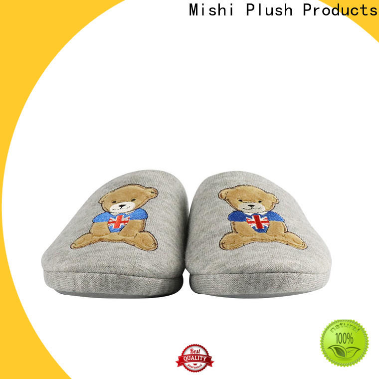 Mishi fast delivery soft plush slippers with logo for home