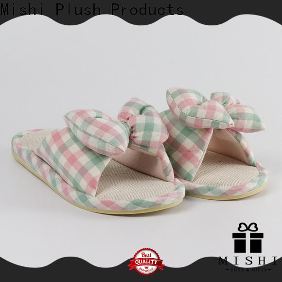 Mishi fast delivery plush indoor slippers with printing logo for business