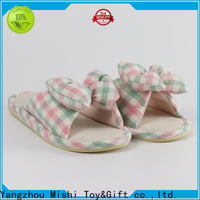 Mishi fast delivery custom plush slipper with printing logo for sale