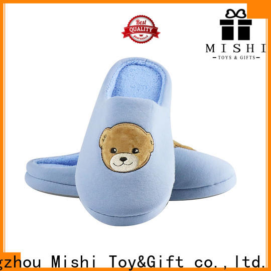 Mishi superior quality plush indoor slippers with printing logo for sale